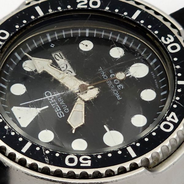 1円 SEIKO セイコー プロフェッショナル 300m 7549-7010 QZ 動作品 ツナ缶 B0365（LL 45）の画像7