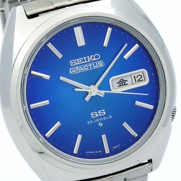 1円 SEIKO セイコー ファイブアクタス 6106-8670 自動巻 動作品 裏スケ 青 KN0375T（LL 52）の画像1