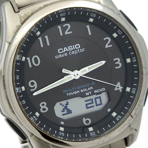 1円 CASIO カシオ ウェーブセプター WVA-M630 ソーラー電波 動作品 チタニウム KN02109T（LL 73）_画像1