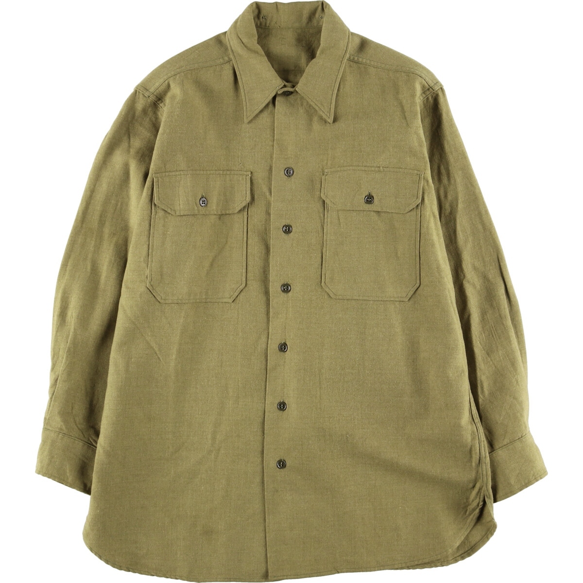 古着 40年代 米軍実品 マスタードシャツ ミリタリー ウールシャツ USA製 16×33 メンズL ヴィンテージ /eaa427863_画像1