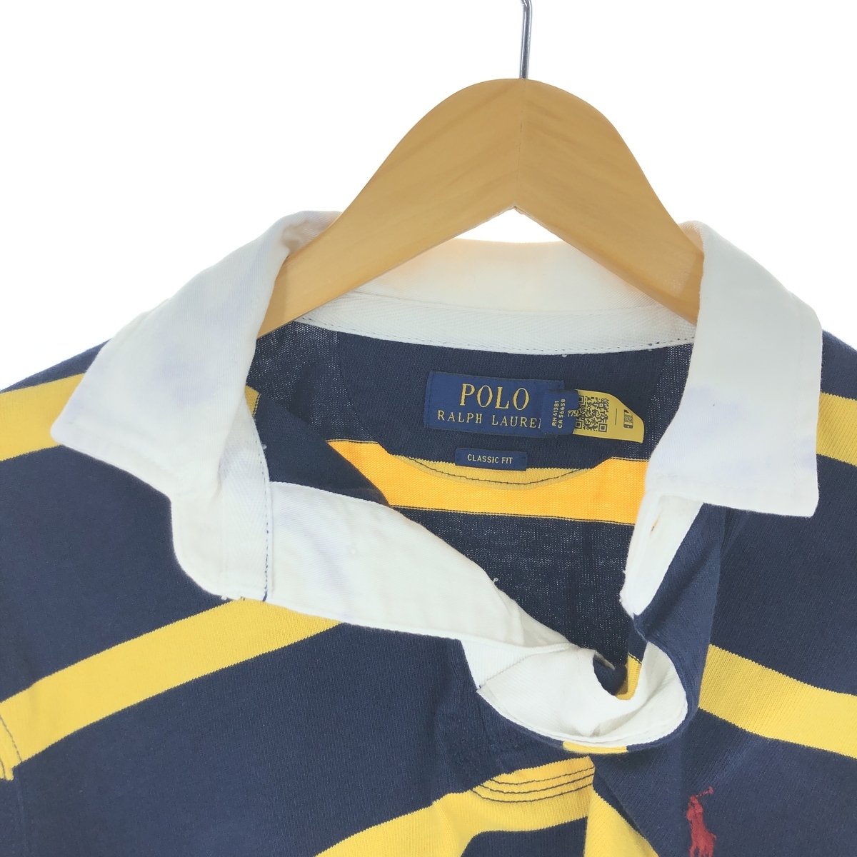 古着 ラルフローレン POLO RALPH LAUREN CLASSIC FIT ボーダー柄 長袖 ラガーシャツ メンズM /eaa431771_画像4