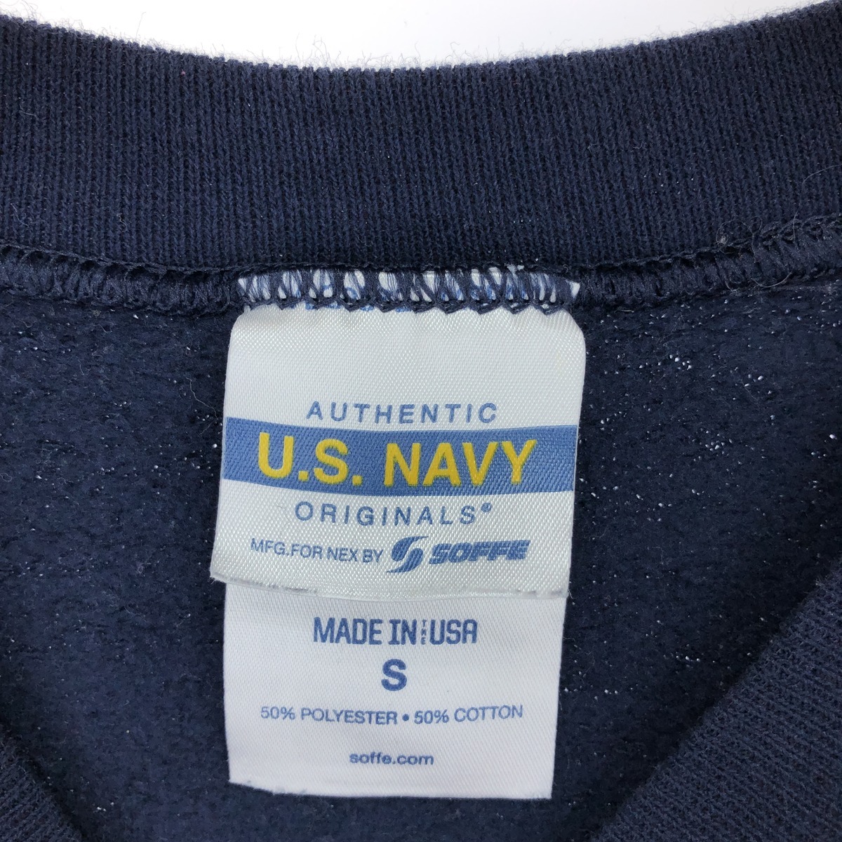 古着 SOFFE U.S.NAVY バックプリント プリントスウェットシャツ トレーナー USA製 メンズS /eaa438343_画像3