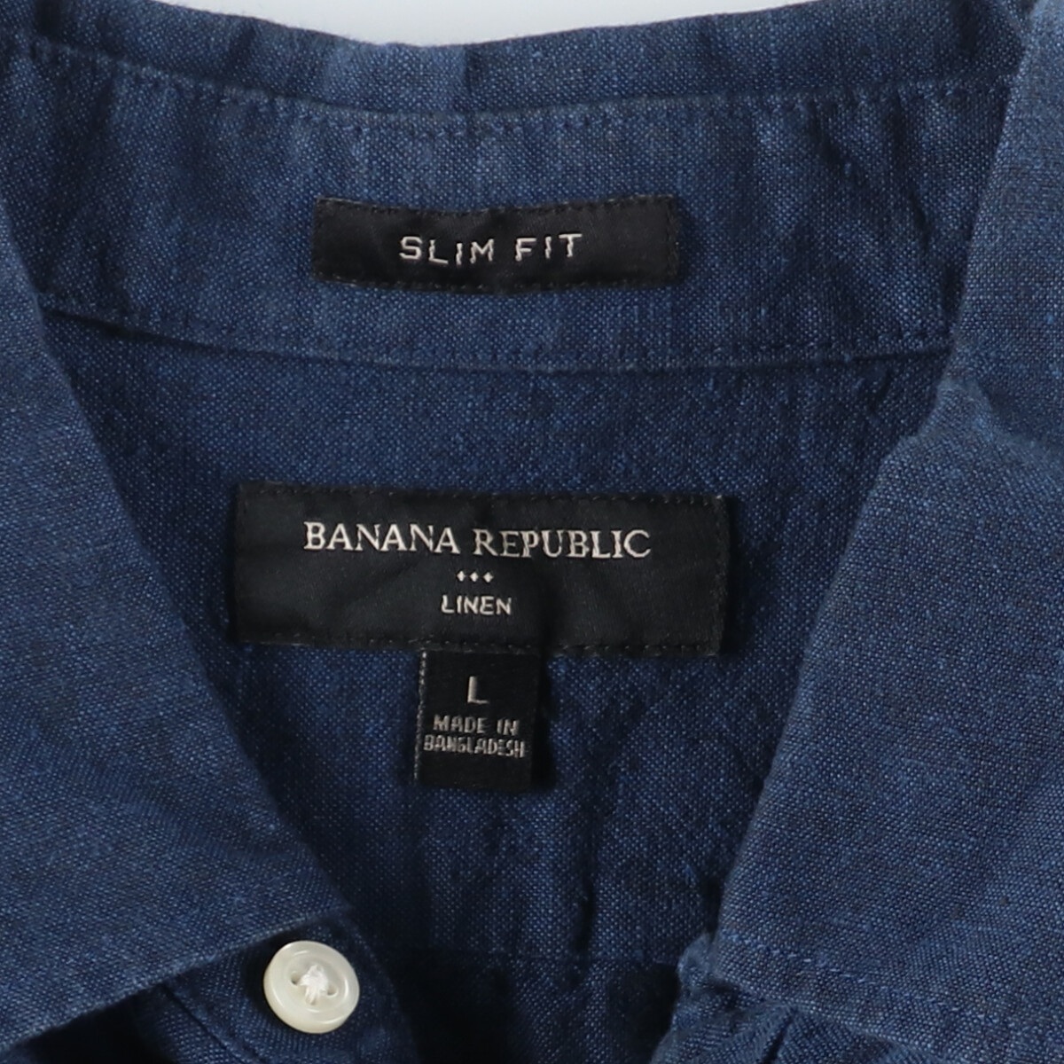 古着 バナナリパブリック BANANA REPUBLIC SLIM FIT 半袖 リネンシャツ メンズL /eaa444776_画像3