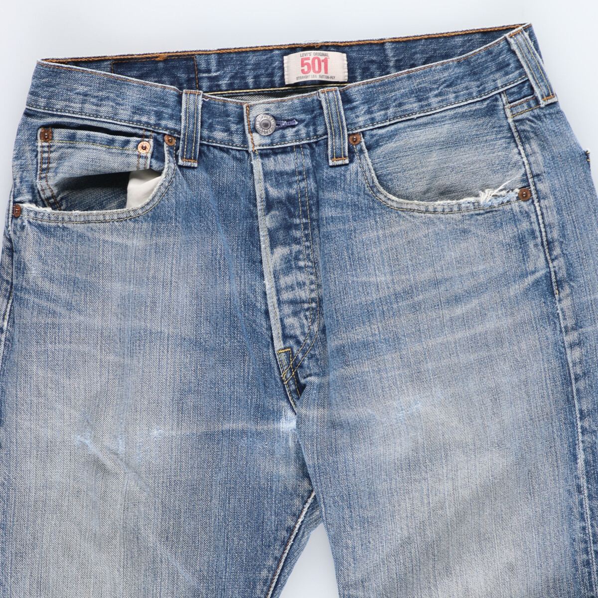 古着 リーバイス Levi's リーバイス501 STRAIGHT LEG BUTTON-FLY ユーロモデル ストレートデニムパンツ メンズw32 /eaa435941_画像6