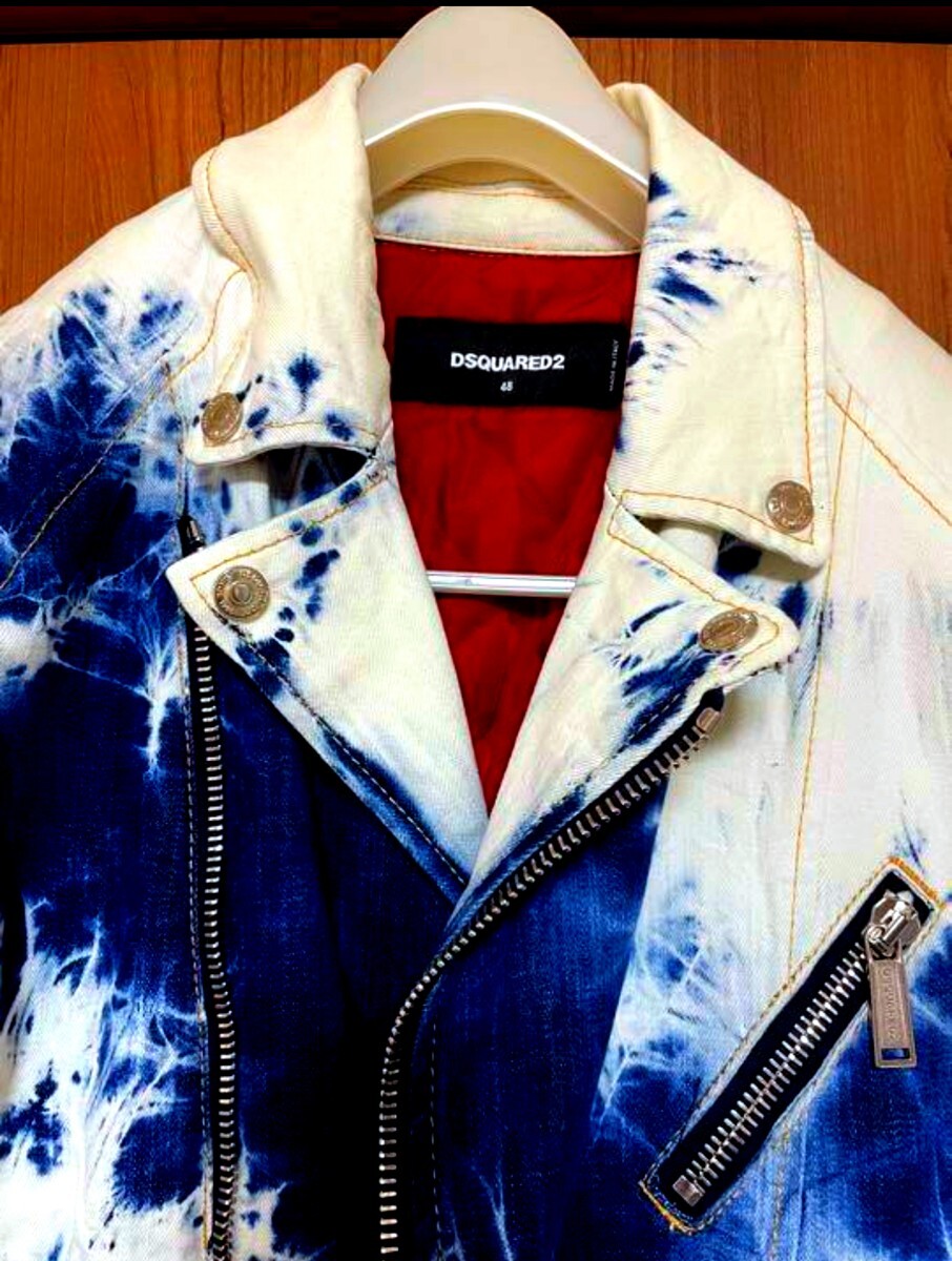 DSQUARED2 - タイダイブリーチ加工 ライダースデニムジャケット / ウォッシュ加工 / OVER JEAN JACKET イサムカタヤマバックラッシュ_画像4