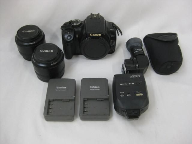 【同梱可】訳有 家電 一眼レフ カメラ Canon EOS Kiss DIGITALX ライト 望遠レンズ 充電器 等 グッズセット_画像1