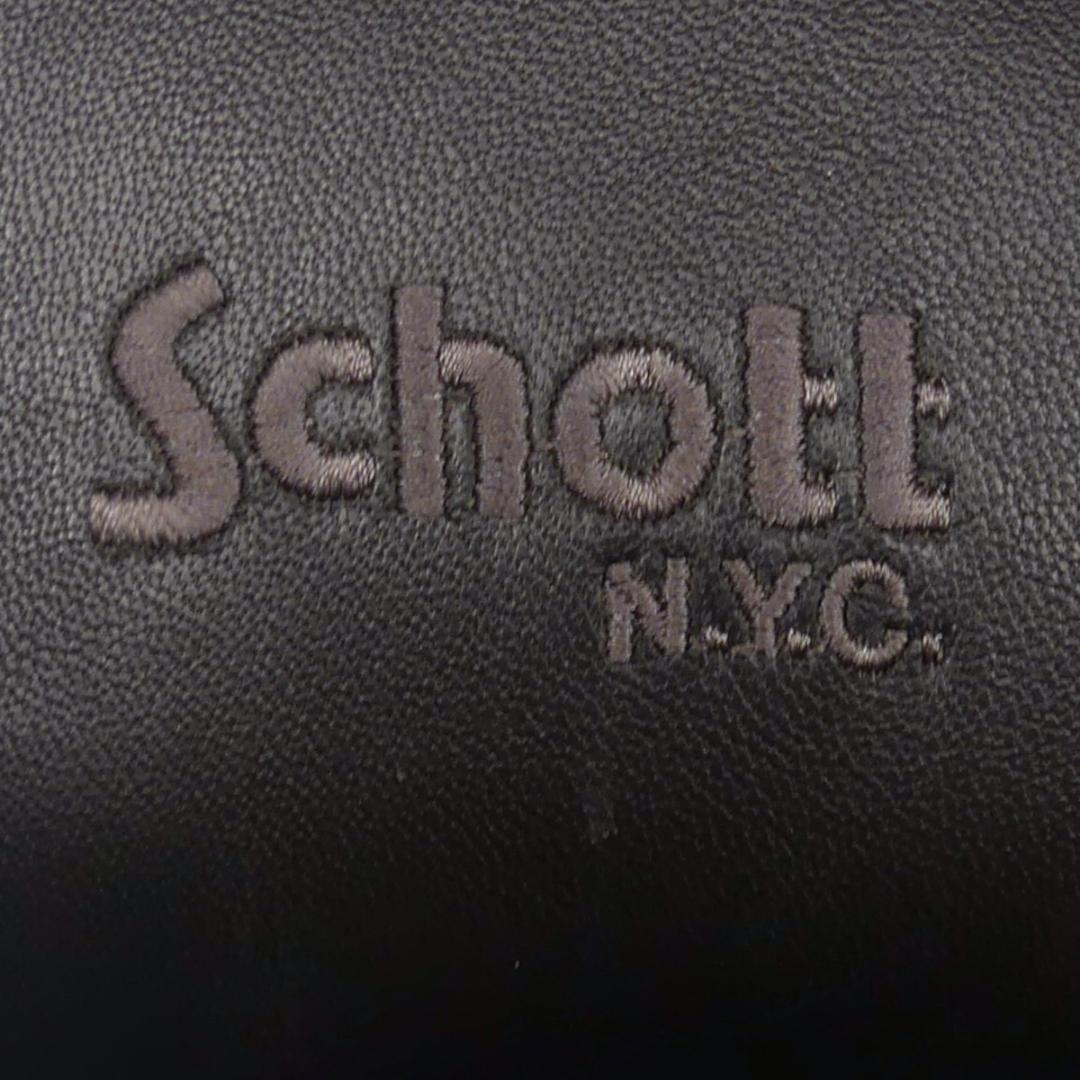 即決★アメリカ製 Schott★メンズXL オールレザーダウンジャケット ショット USA製 黒 本革 バイク 本皮 革ジャン モーターサイクル