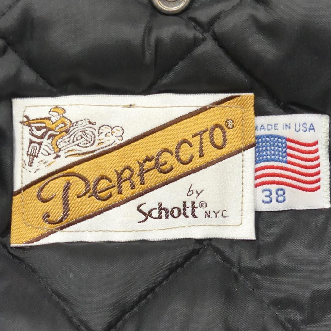 即決★アメリカ製 Schott★メンズM レザーライダースジャケット ショット 118 USA 38 黒 本革 ダブル 80’s ヴィンテージ バイカータグ_画像7