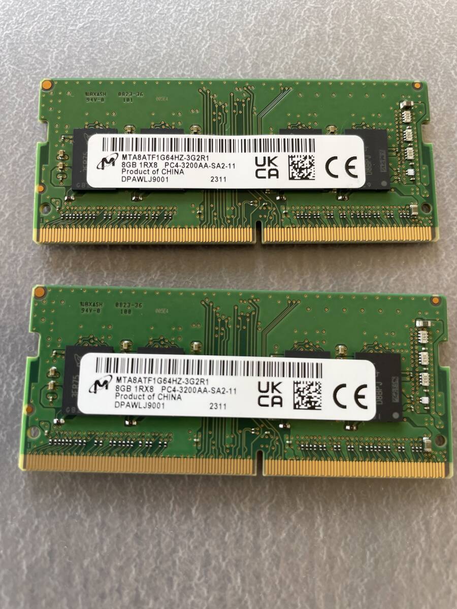 Crucial made Micron chip Note PC for memory 16GB(8GBx2 sheets ) SODIMM DDR4-3200 operation goods!