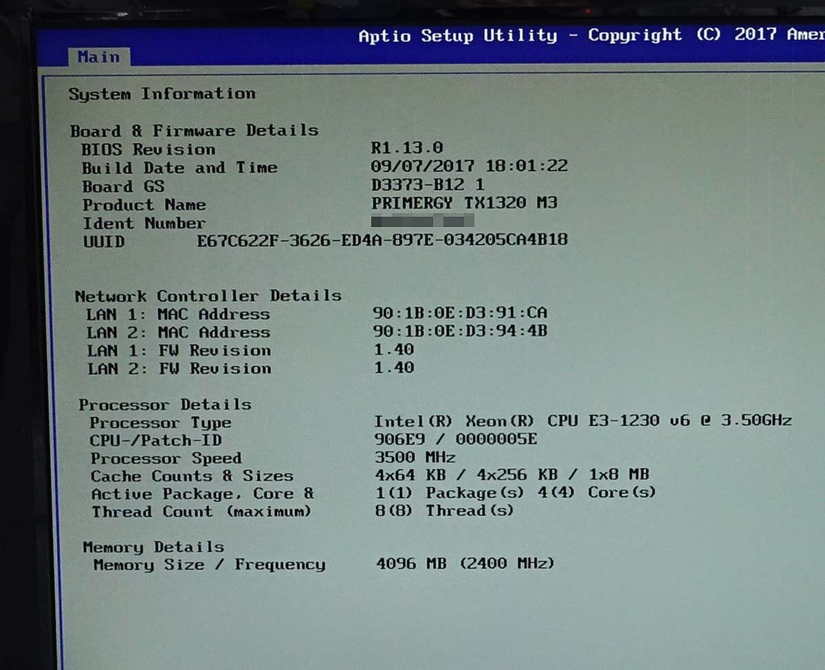 OS無し 富士通 PRIMERGY TX1320 M3/Xeon E3-1230 v6/メモリ4GB/HDD無/PYT1323T2S サーバー デスク スリムタワー PC fujitsu S042510Kの画像7