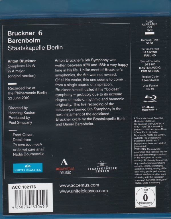 [BD/Accentus]ブルックナー:交響曲第6番イ長調[原典版]/D.バレンボイム&シュターツカペレ・ベルリン 2010.6.22_画像2