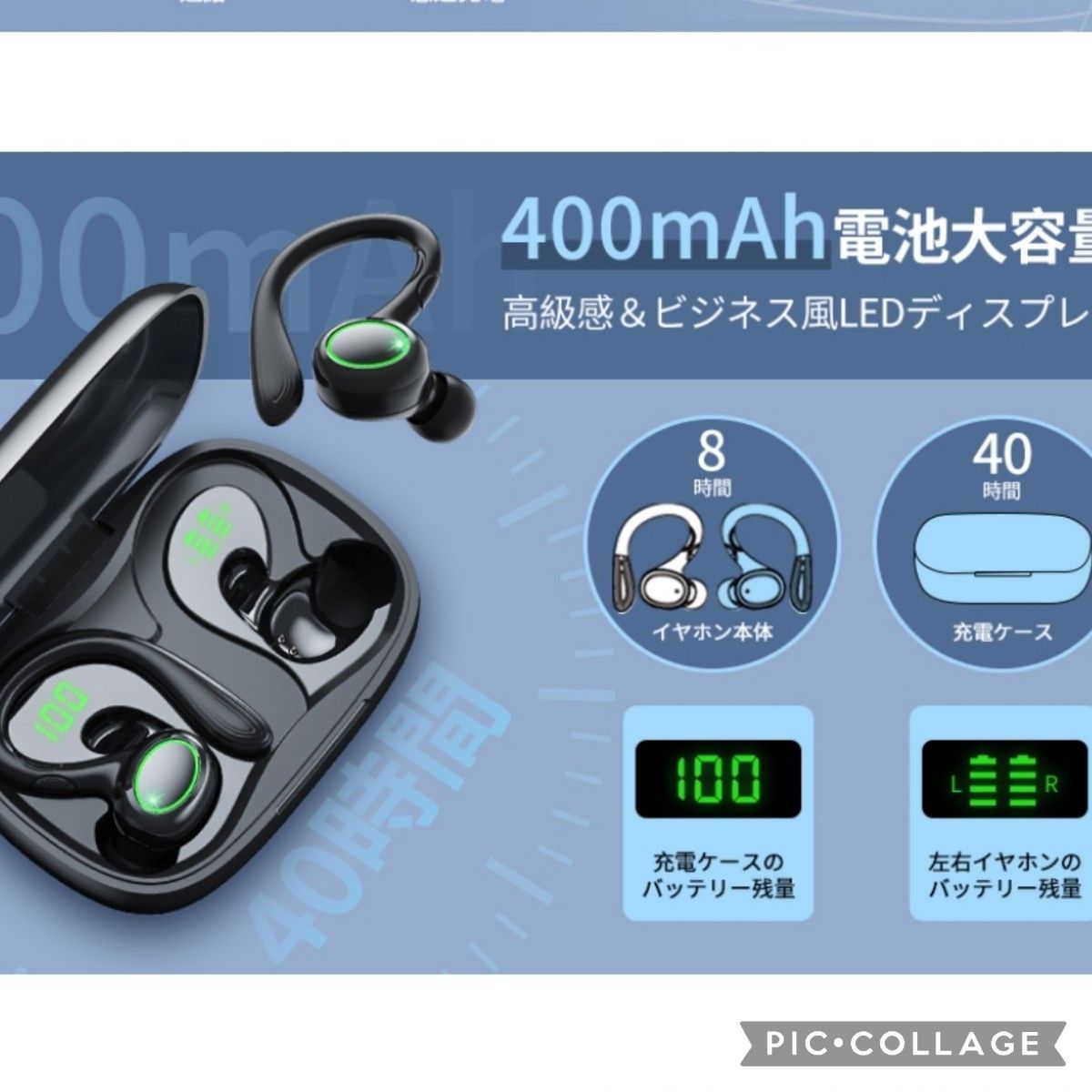 2023革新的 耳掛け式Bluetooth5.3 イヤホン ワイヤレス　高音質 ブルートゥース 自動ペアリング HIFI ブラック