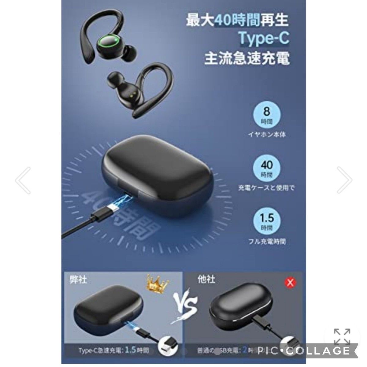2023革新的 耳掛け式Bluetooth5.3 イヤホン ワイヤレス　高音質 自動ペアリング ブルートゥース HIFIブラック