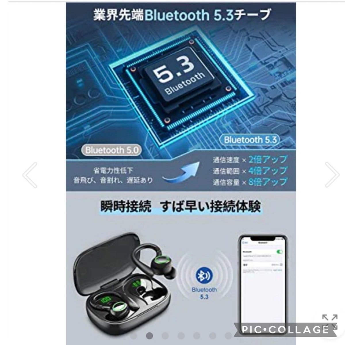 最新版！革新的 耳掛け式Bluetooth5.3 イヤホン ワイヤレス　高音質 自動ペアリング HIFI ブルートゥース ブラック
