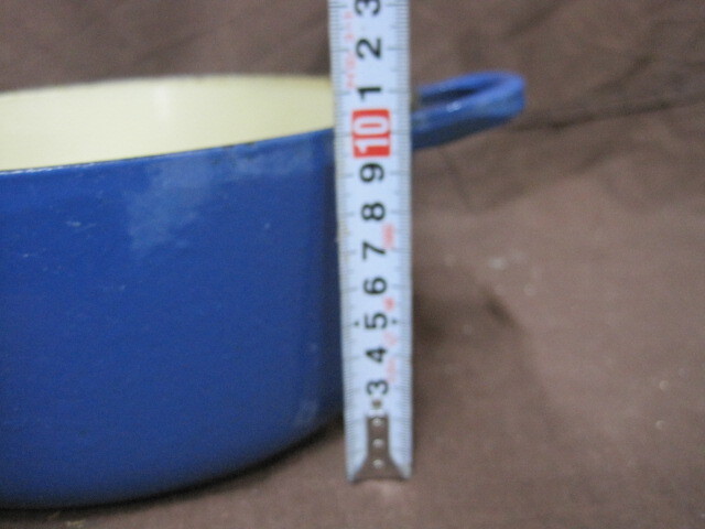 【A123】LE CREUSET ル・クルーゼ 両手鍋 ココット ロンド 22cm ホーロー鍋 調理器具 ブルー の画像8