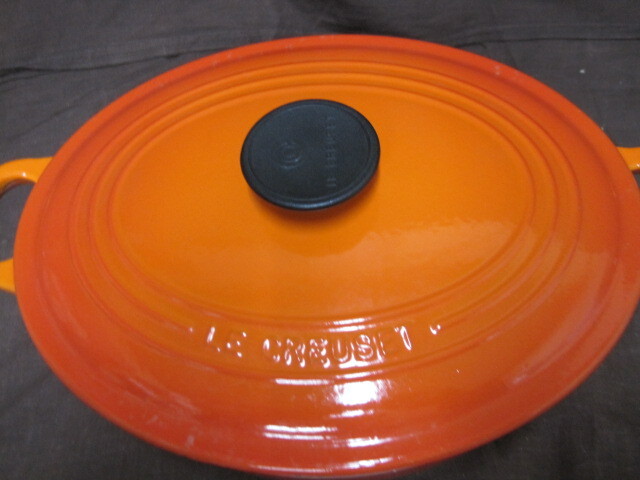 【A125】LE CREUSET ル・クルーゼ ココットオーバル 両手鍋 27cm オレンジ ホーロー鍋の画像2