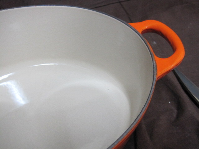 【A125】LE CREUSET ル・クルーゼ ココットオーバル 両手鍋 27cm オレンジ ホーロー鍋の画像6