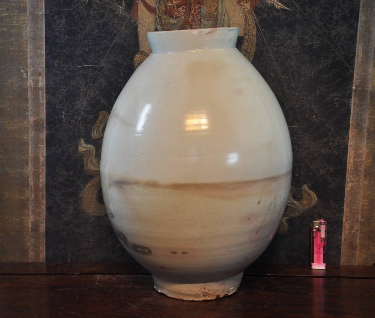 18世紀李朝中期白磁壷 H39cm 中国美術 朝鮮 韓国 高麗 李朝 白瓷 壺 骨董品 美術品 古美術 時代品 古玩の画像3