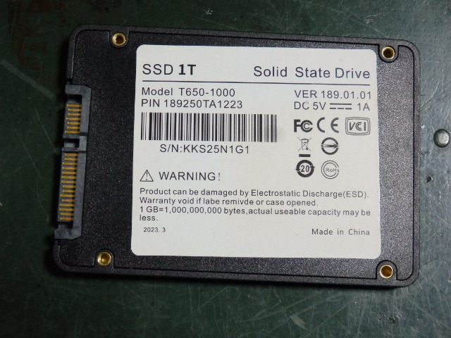 SSD 1TB ModelT650-1000 format settled 