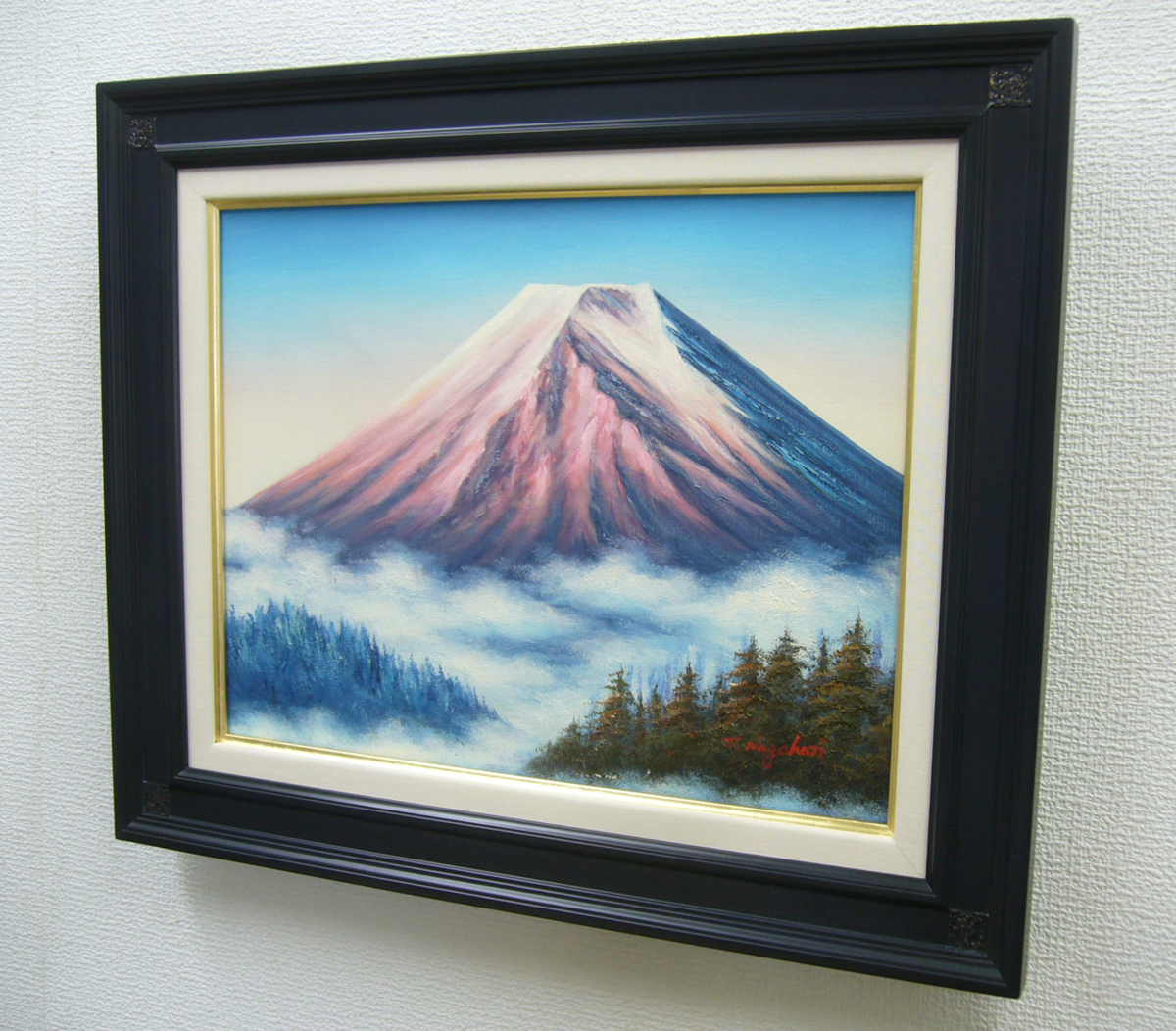 絵画 油絵 作者不詳 肉筆油絵 風景画 富士山 送料無料_画像5