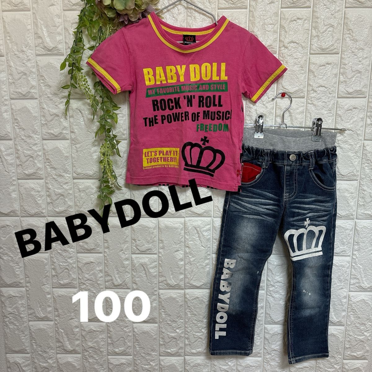 100cm BABYDOLL ベビードール Tシャツ ジーンズ パンツ セット 女の子 ジーンズ 