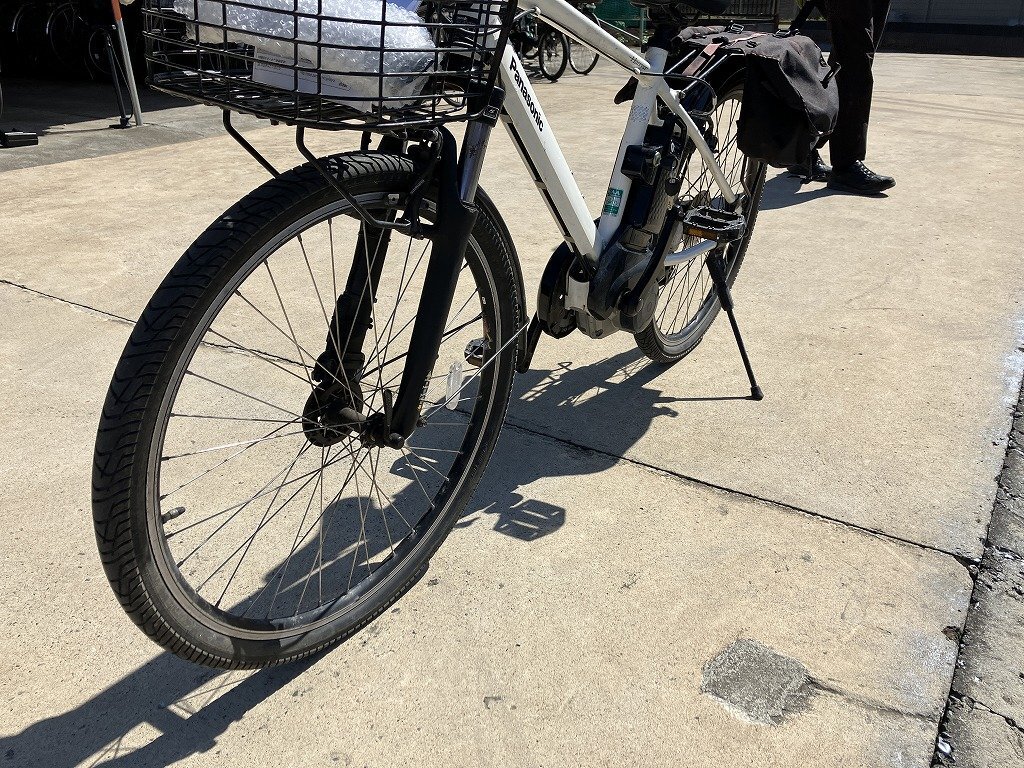 F14 used electric bike 1 jpy outright sales! Panasonic Harrier white instructions * written guarantee attaching delivery Area inside is postage 3800 jpy ..