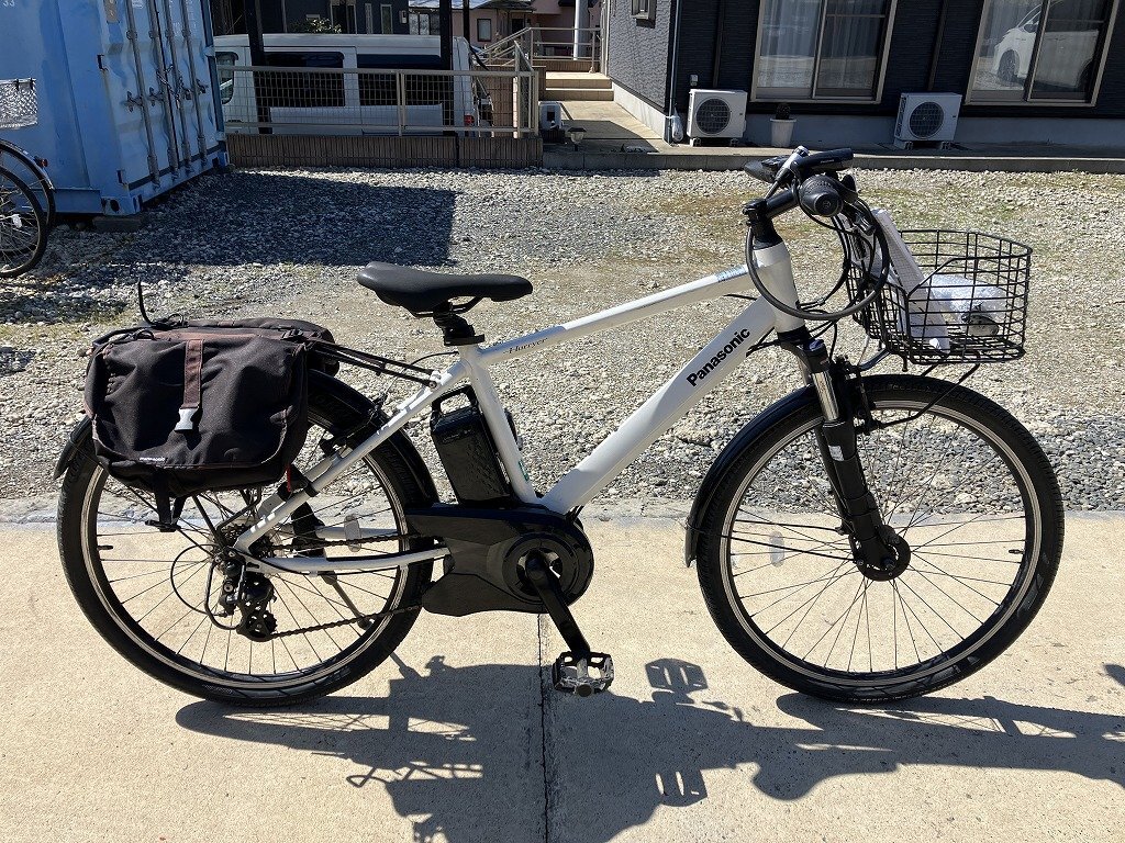 F14 used electric bike 1 jpy outright sales! Panasonic Harrier white instructions * written guarantee attaching delivery Area inside is postage 3800 jpy ..