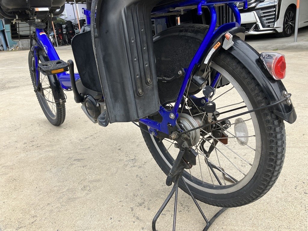 F1 used electric bike 1 jpy outright sales! Yamaha Pas Kiss rom and rear (before and after) child seat attaching blue delivery Area inside is postage 3800 jpy . delivery 