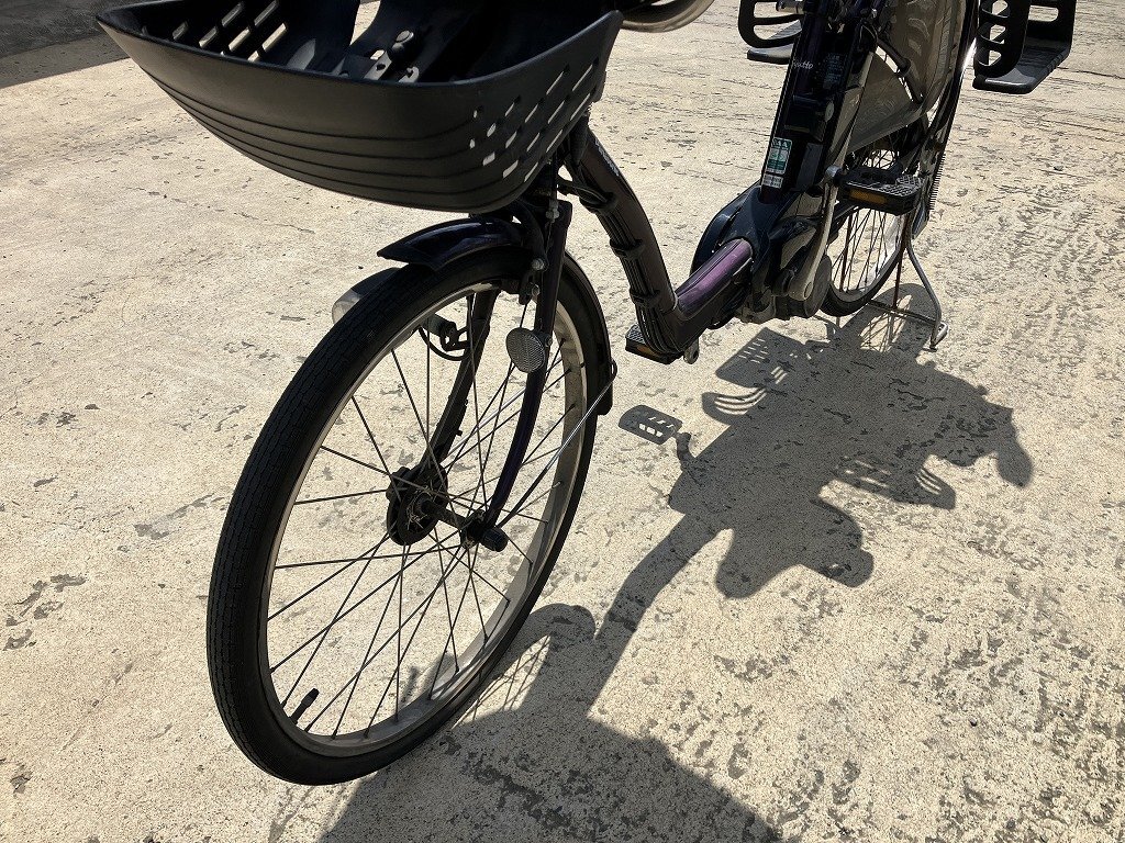 H4 used electric bike 1 jpy outright sales! Panasonic gyuto purple rom and rear (before and after) child seat attaching delivery Area inside is postage 3800 jpy . delivery 