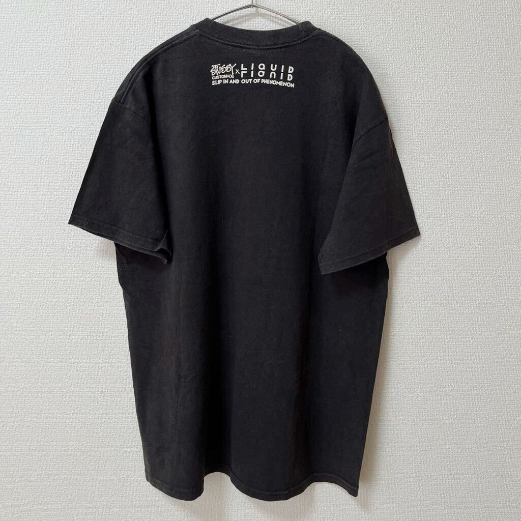 STUSSY × Liquid Liquidステューシー リキッドリキッド 半袖Tシャツ 黒 Mサイズの画像5