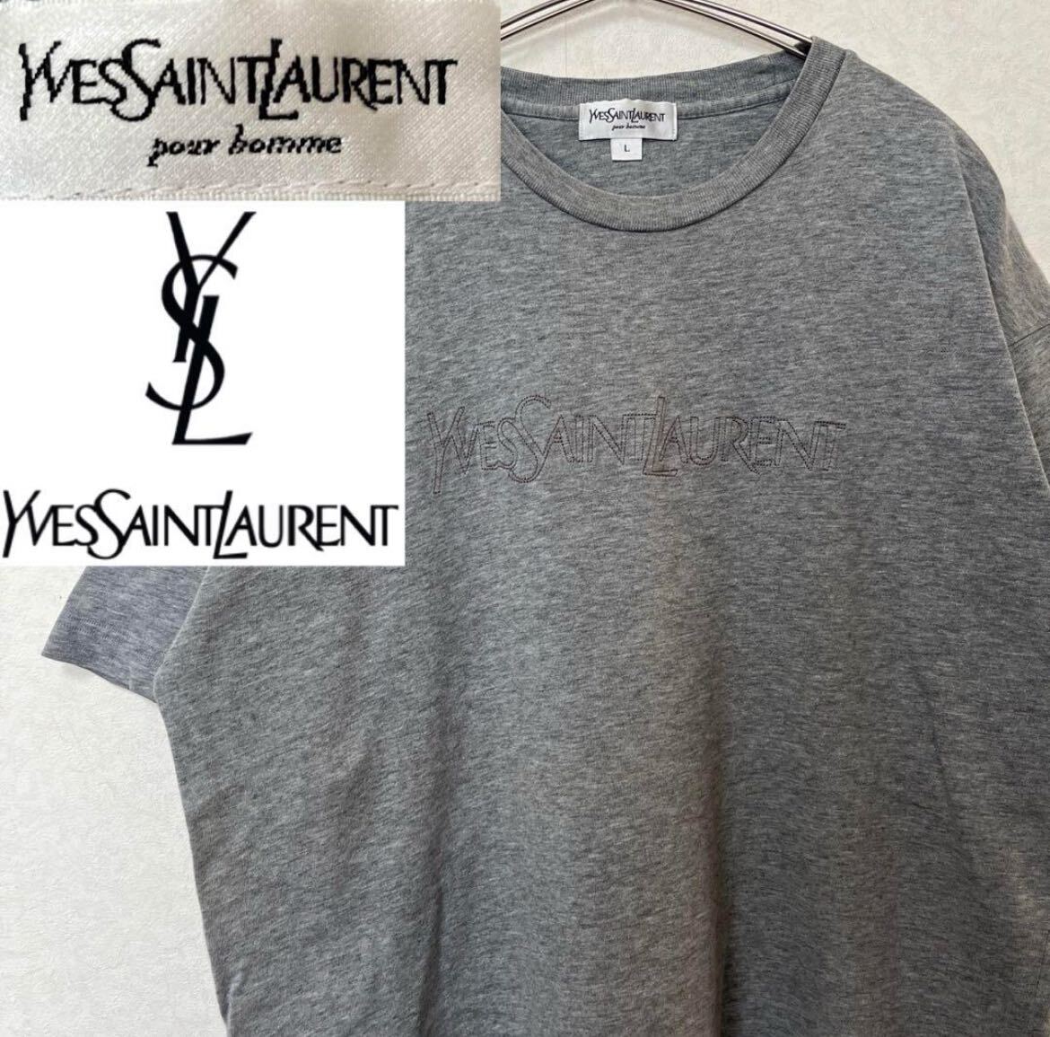 Yves saint Laurent イヴサンローラン Tシャツ グレー L半袖 半袖Tシャツ Tシャツ _画像1