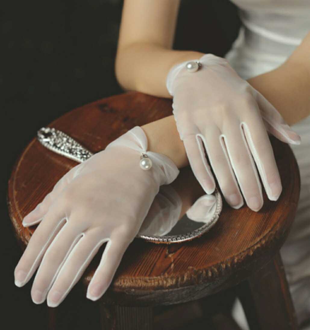  new goods wedding gloves wedding gloves formal white chu-ru& pearl short 