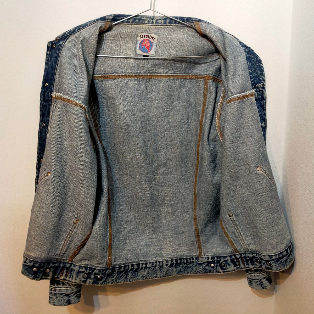 ITALY製 80s 90s デニムジャケット Gジャン ストライプ B784 ITALY製 80s 90s デニムジャケット Gジャン ストライプ B784