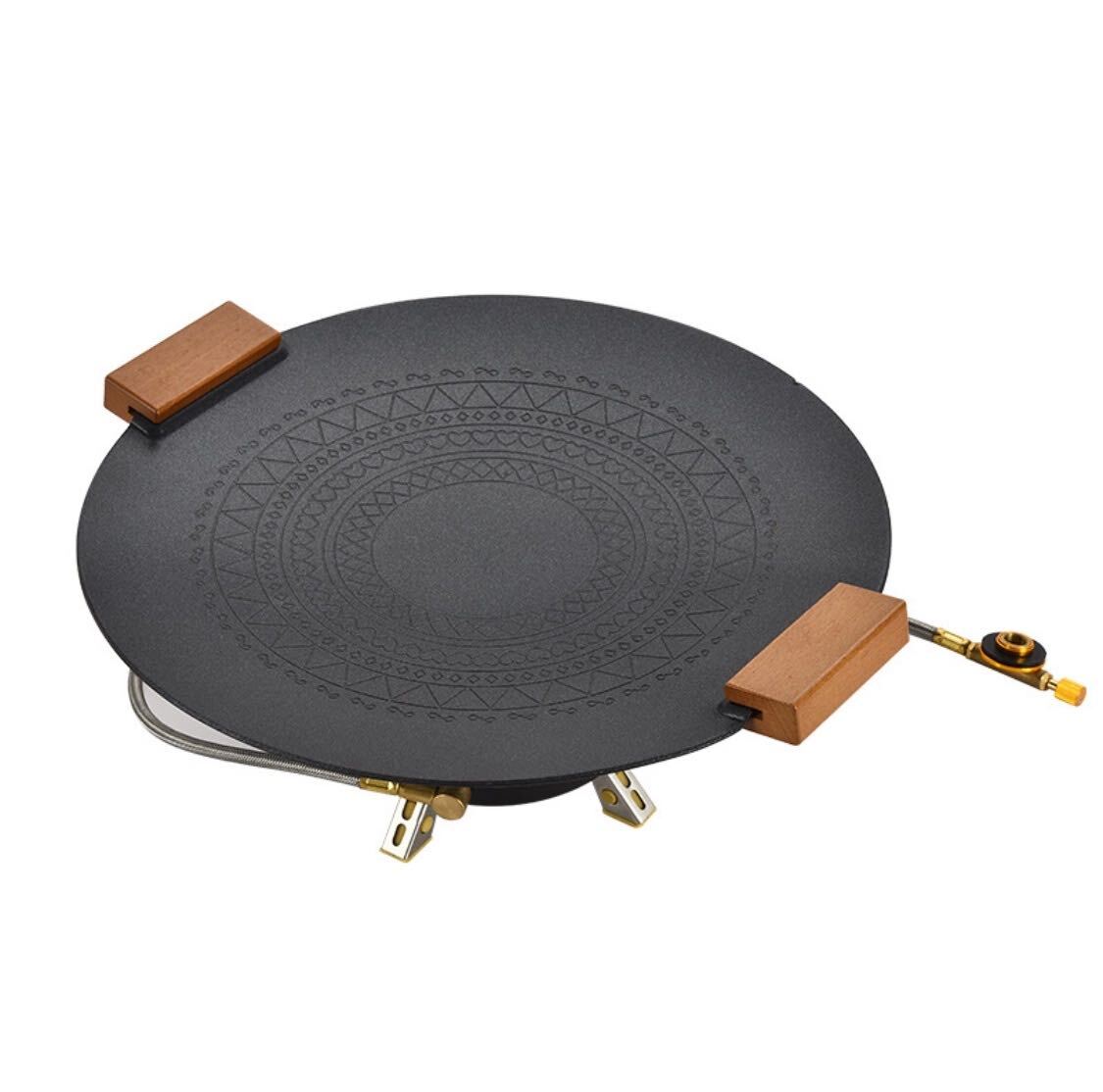 新品 丸い焼き皿 キャンプ 黒皮鉄板焼き皿 調理 極厚マルチグリル BBQの画像3