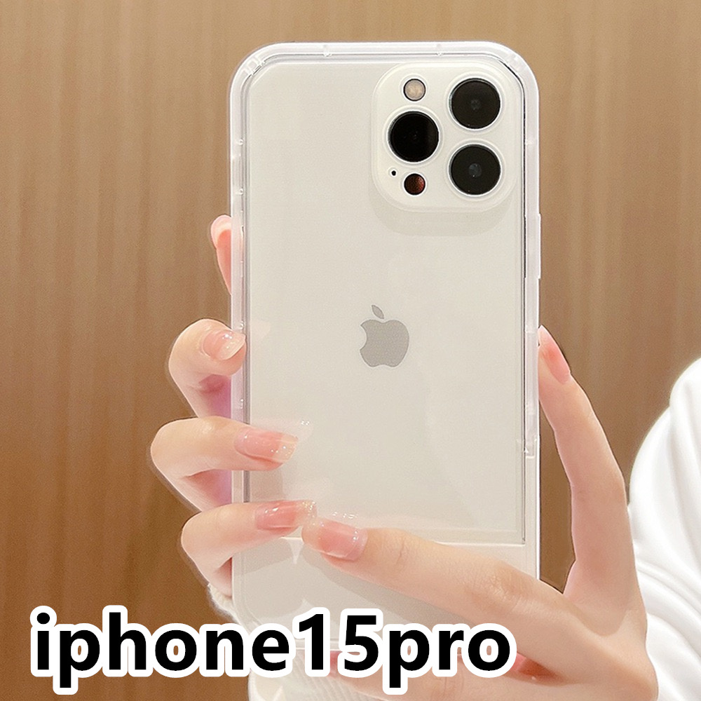 iphone15proケース カーバー TPU 可愛い　スタンド付き　ホワイト　軽量 ケース 耐衝撃 661_画像1