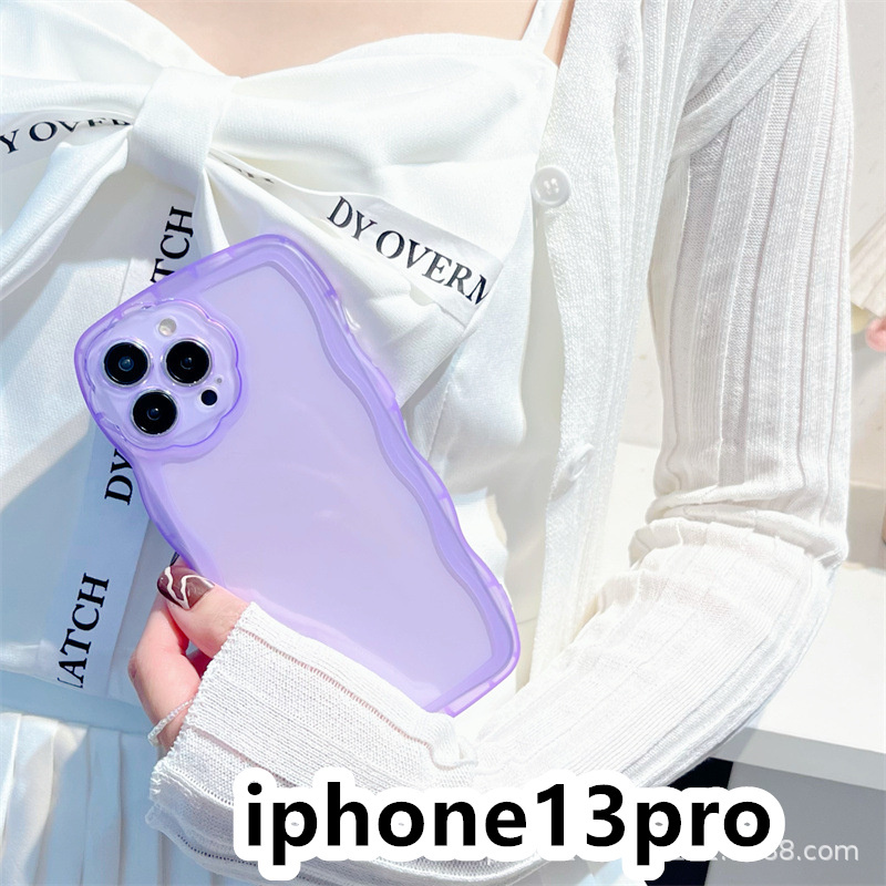 iphone13proケース カーバー TPU 可愛い　透明　波型花　お洒落　軽量 ケース 耐衝撃高品質紫441_画像1