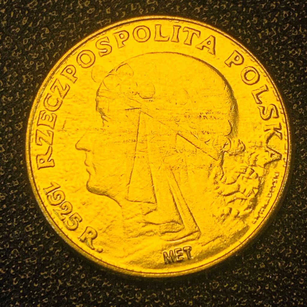 金貨 古銭 ポーランド 1925年 20ズウォティ 国章 鷲 クラウン 硬貨 コイン 小型の画像1