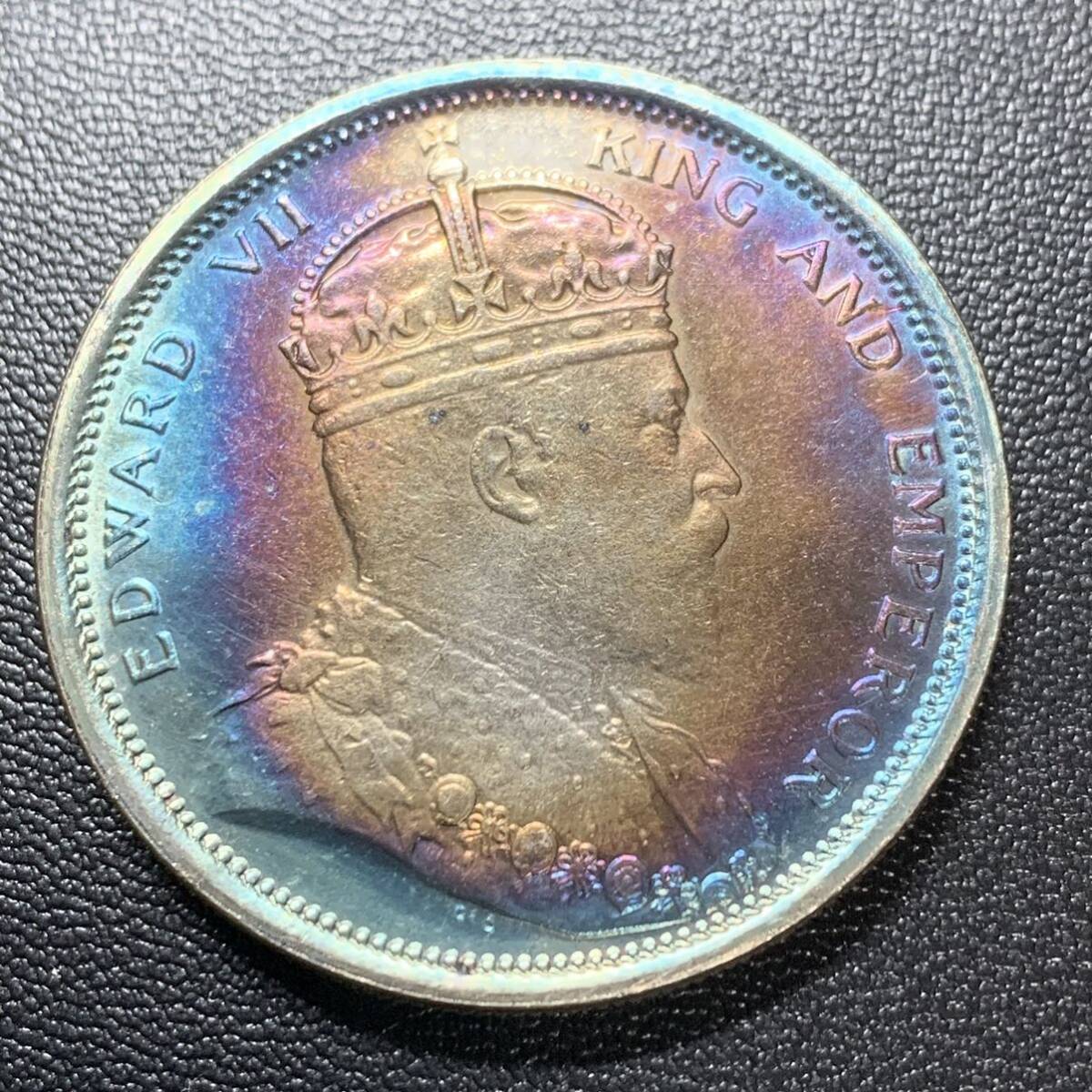 銀貨　古銭　1904年　イギリス領香港　エドワード7世　香港一圓　イギリス国章　クラウン　外国　大型　コイン　硬貨　貿易銀_画像1