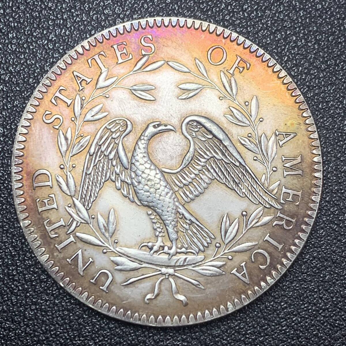 銀貨 古銭 アメリカ 1794年 自由の女神 リバティ 星の数・13 イーグル 1ドル 大型 コイン 硬貨の画像2