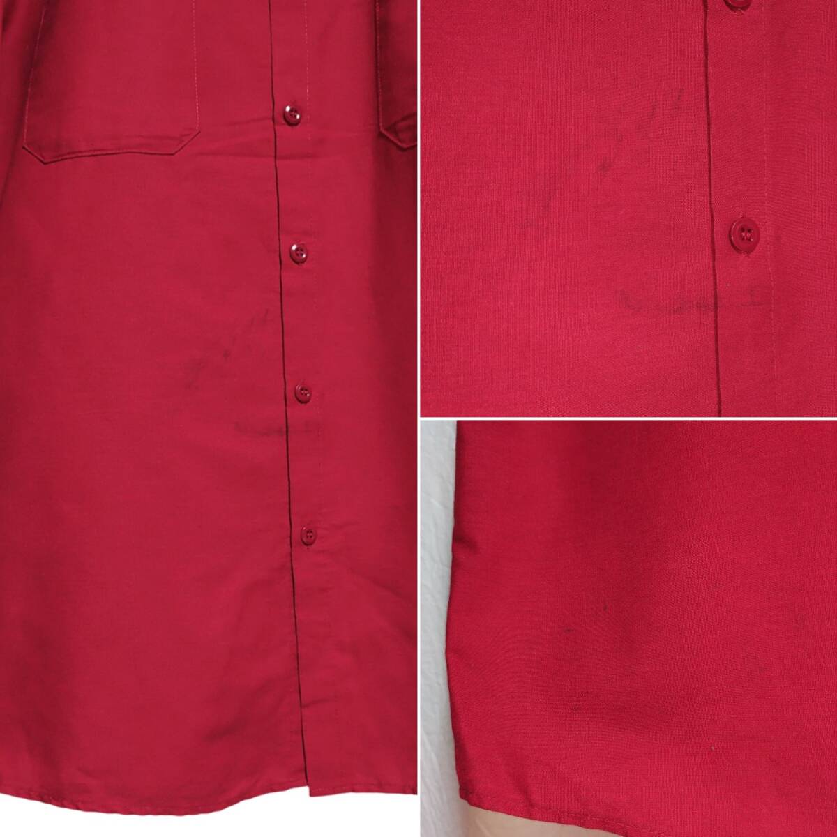 SpotliteLX 半袖ワークシャツ size 17.5 オーバーサイズ レッド ゆうパケットポスト可 胸 ロゴ 刺繍 Coca・Cola 古着 洗濯 プレス済 f17_画像6