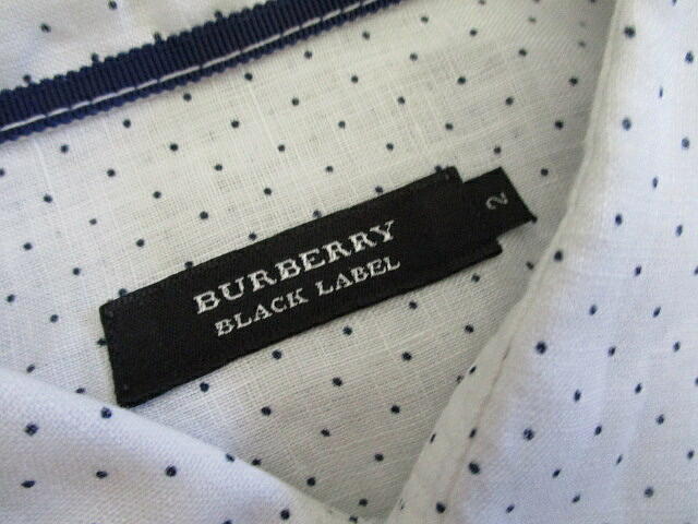 美品■ 即決 BURBERRY BLACK LABEL■ ホースロゴ刺繍 半袖シャツ　リネンシャツ　麻　ドット柄■バーバリー ブラックレーベル　Mサイズ　2_画像5