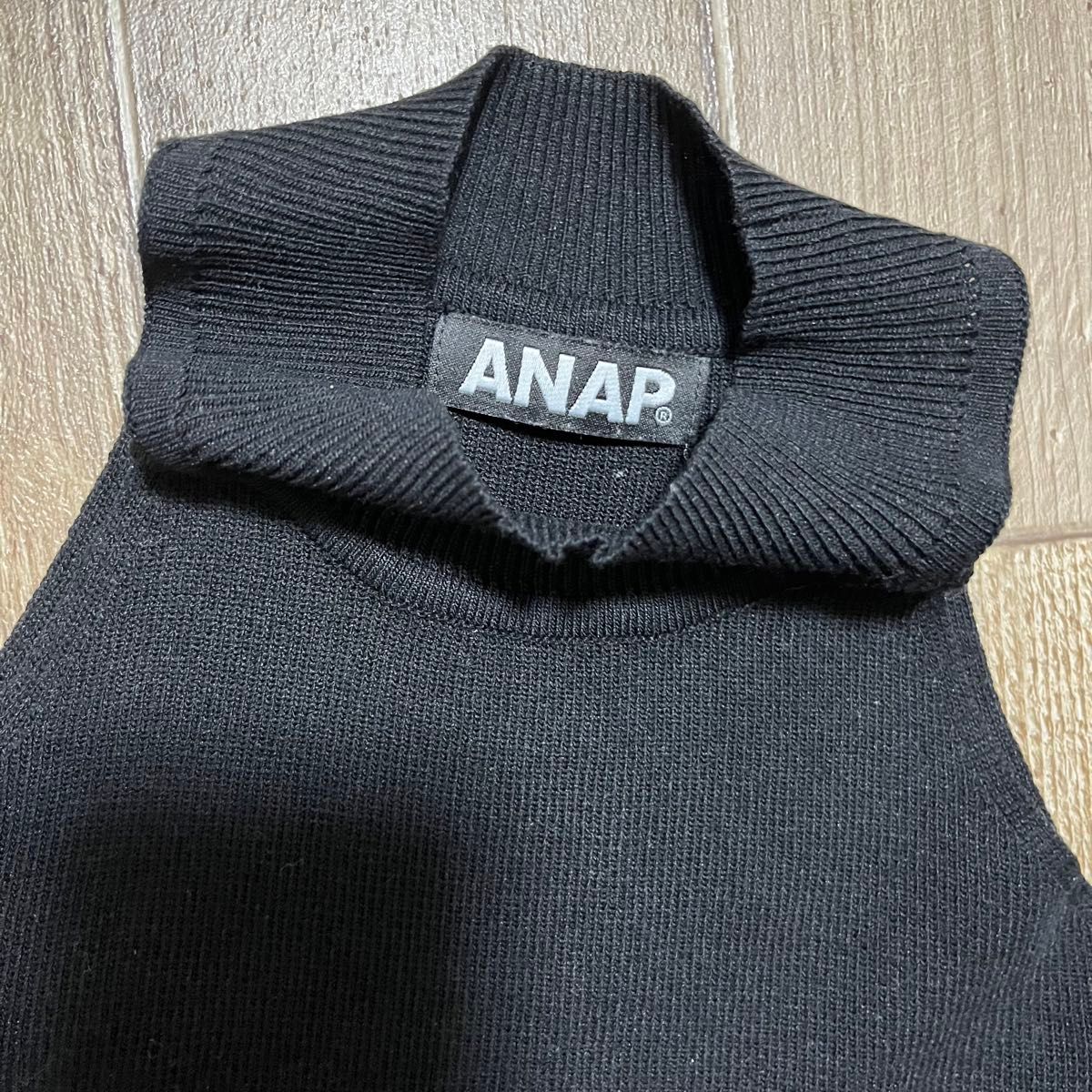 ANAP リブニットアメスリタンクトップ ブラック フリーサイズ ノースリーブ ニット トップス