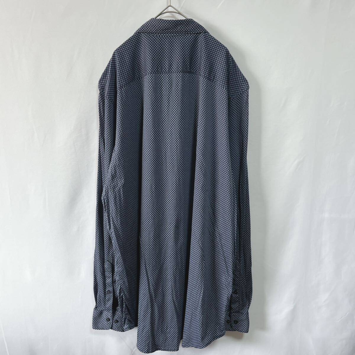 PERRY ELLIS ペリー エリス　長袖シャツ 総柄シャツ　ダイヤ柄　ストレッチ　ビッグサイズ2XL-TALL オーバーサイズ_画像2