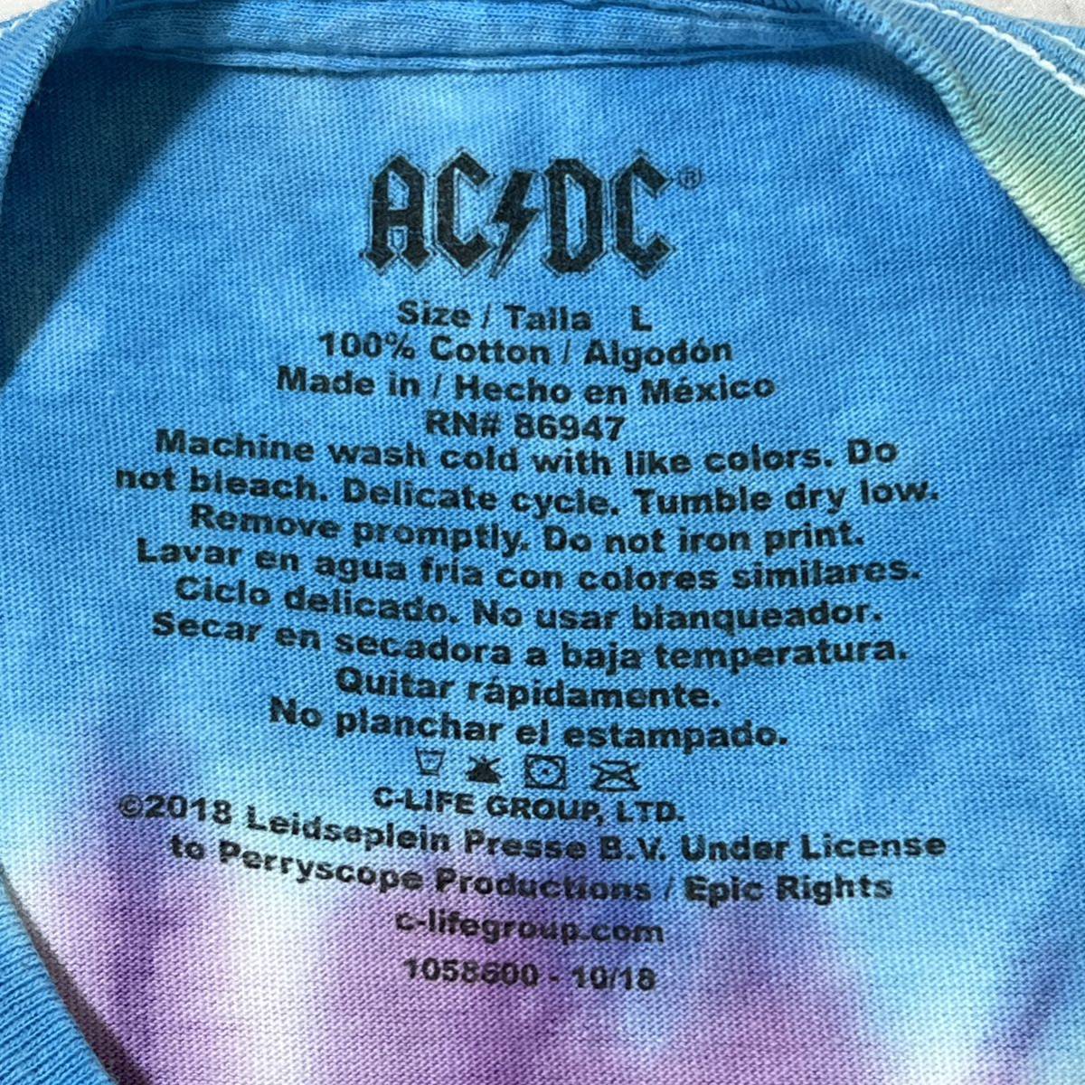 AC/DCエーシー・ディーシー バンドTシャツ 半袖Tシャツ ロゴプリント タイダイ染め レディース サイズＬの画像4