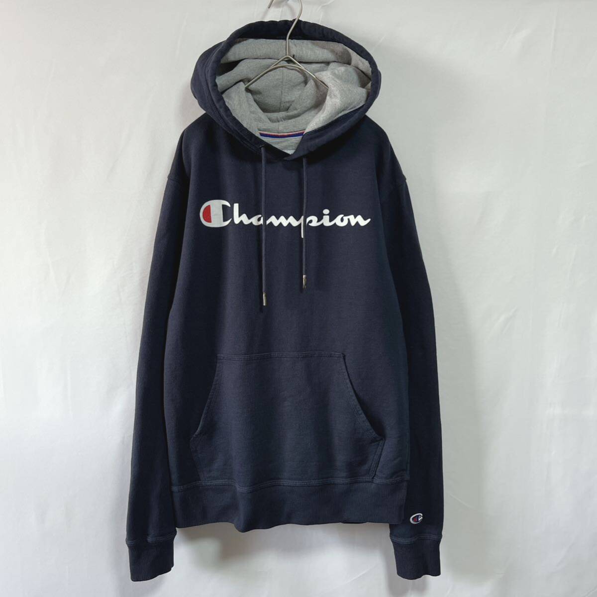 Champion チャンピオン スウェットパーカー プルオーバー 文字ロゴプリント　ネイビー　サイズS_画像1