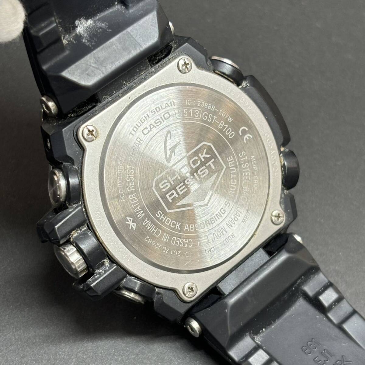 24C049 カシオ CASIO G-SHOCK ジーショック 5513 GST-B100 タフソーラー ラバーベルト デイト 黒文字盤 メンズ 1円～の画像8