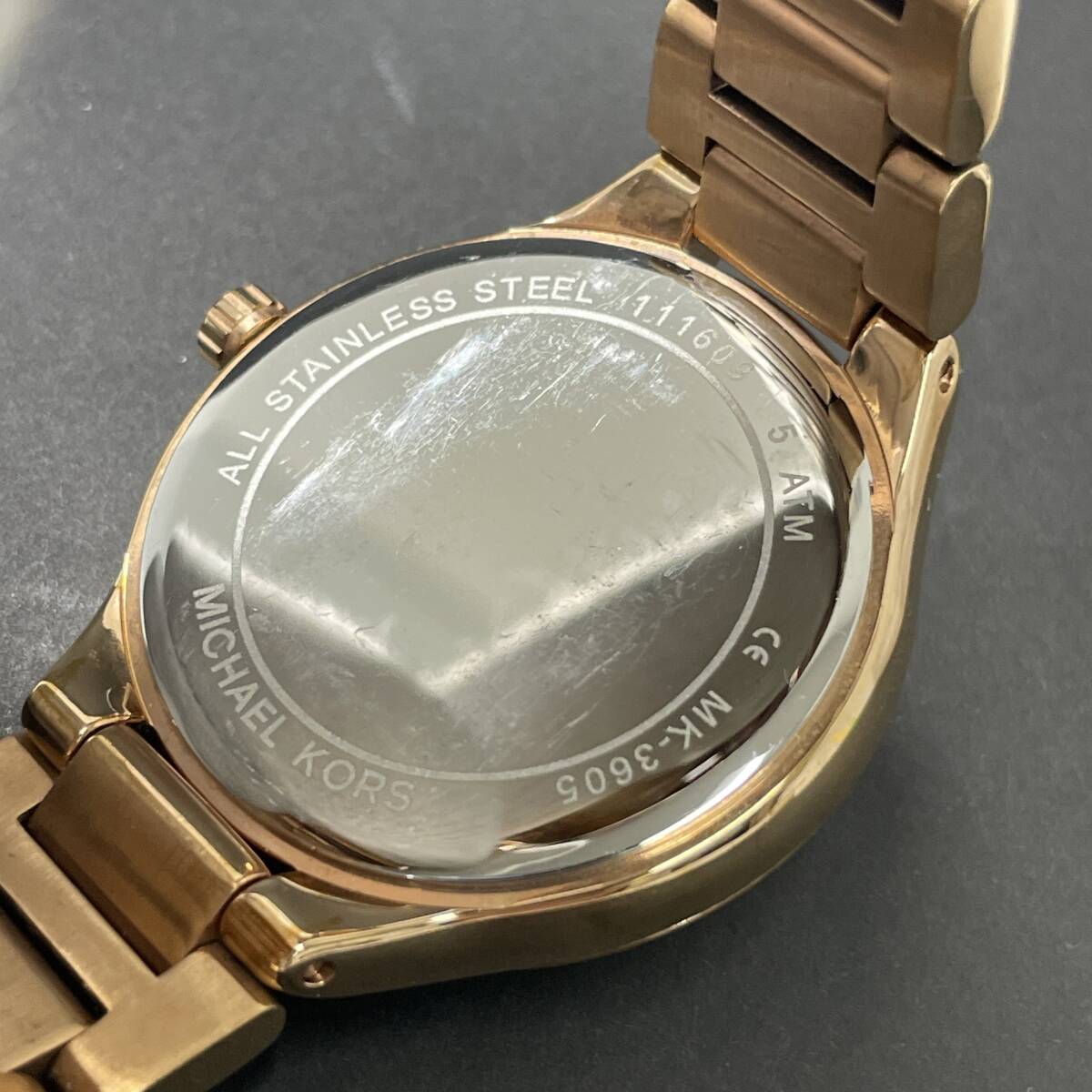 24D013 マイケルコース MICHAELKORS MK-3605 スモセコ クオーツ ハート ピンクシェル文字盤 ステンレス レディース腕時計 1円～の画像8