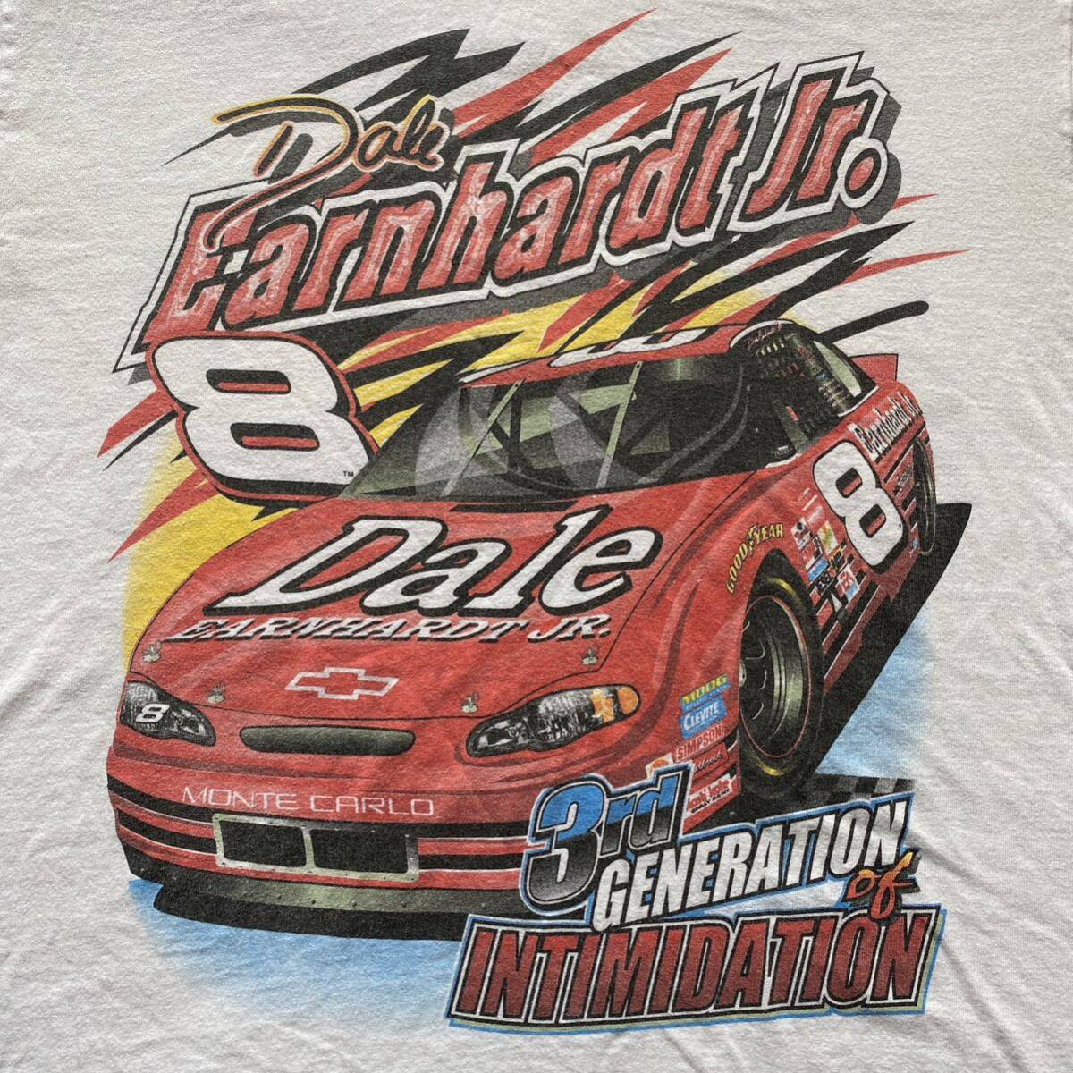 古着 Vintage 00s NASCAR Dale Earnhardt Jr All Over Print Tee L White デイル アーンハート ナスカー レーシング Tシャツ Y2k ホワイト_画像2