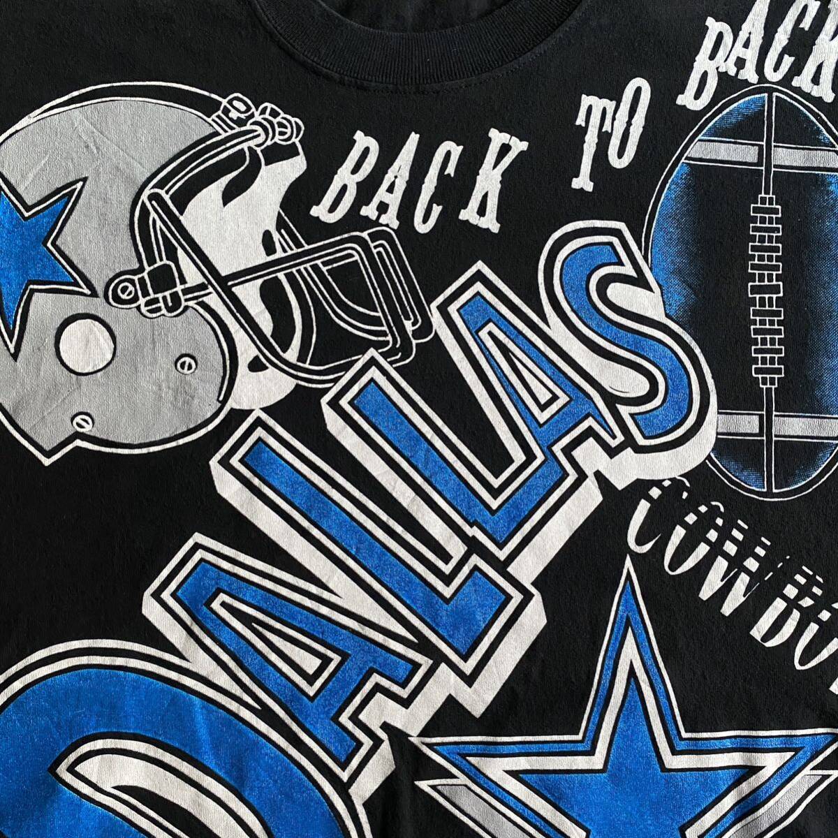 レア 古着 90s Dallas Cowboys SuperBowl 28th Champions Tee Black L ダラス カウボーイズ Tシャツ band rap NFL スーパーボウル 古着_画像2
