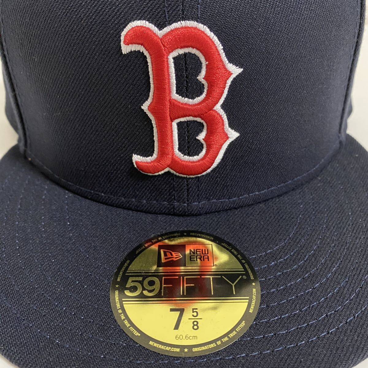 新品New Era ツバ裏グレー Boston Red Sox Navy Throwback Authentic Cap Grey Undervisor 7 5/8 60.6 ニューエラ キャップ レッドソックス_画像4